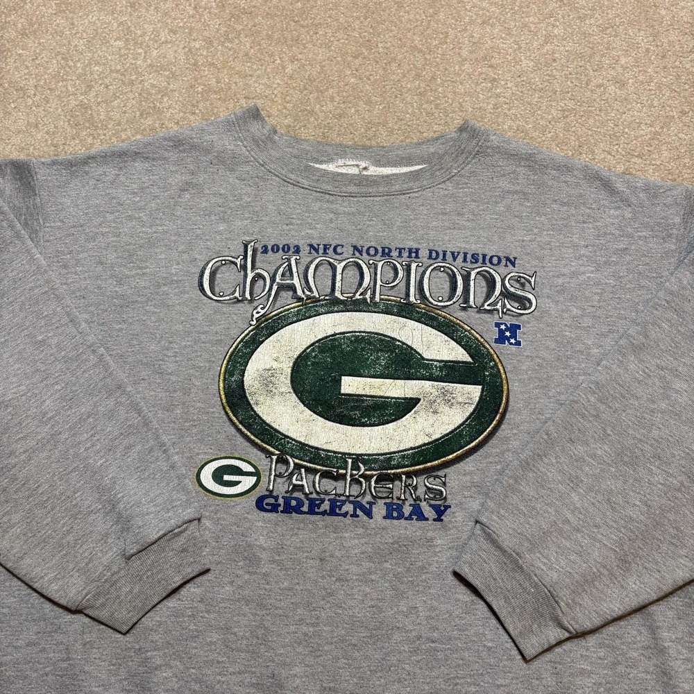 Vtg Green Bay Packers Sweatshirt Mens XL Gray NFL Football 2003 NFC Champs‎